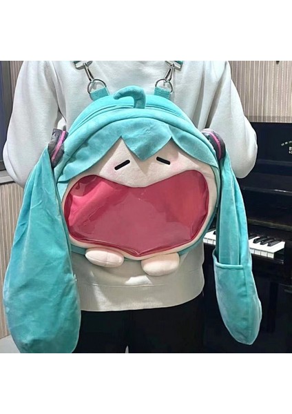 Japon Sevimli Hatsune Miku Paketi Peluş Komik Tek Omuz Crossbody Çanta Hediye (Yurt Dışından)