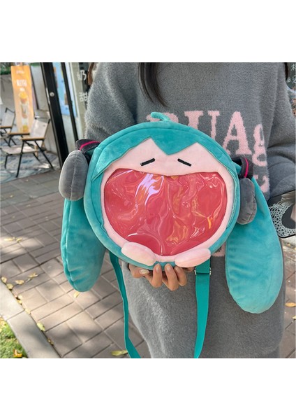 Japon Sevimli Hatsune Miku Paketi Peluş Komik Tek Omuz Crossbody Çanta Hediye (Yurt Dışından)