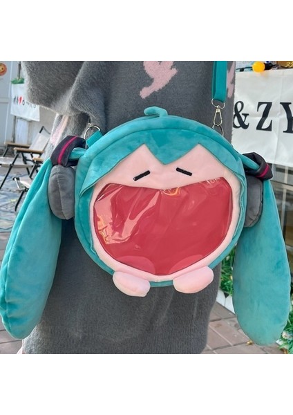 Japon Sevimli Hatsune Miku Paketi Peluş Komik Tek Omuz Crossbody Çanta Hediye (Yurt Dışından)