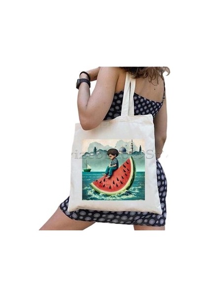 Bu Bir Karpuz Değil Kanvas Tote Çanta Büyük Kapasiteli Seyahat Alışveriş Süpermarket Çantası Moda Basit Omuz Çantası Organizatör (Yurt Dışından) fiyatları