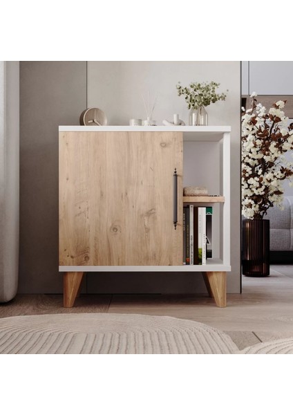 Home Enda Taksuk 4 Raflı Kapaklı Modern Komodin Çam fiyatları