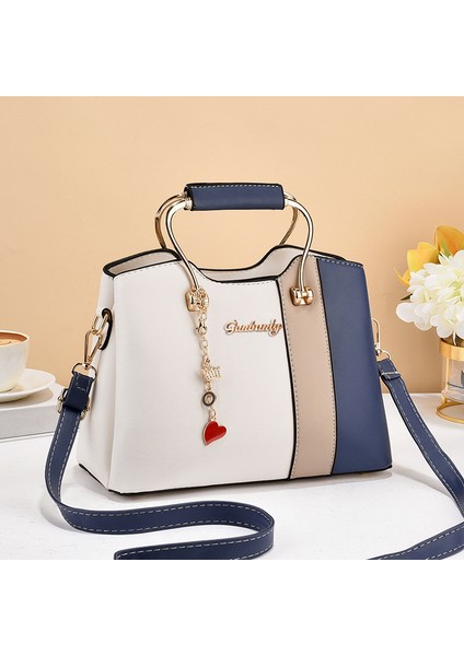 Yeni Moda Kontrast Renk Büyük Kapasiteli Tek Omuz Taşınabilir Crossbody Kadın Çantası (Yurt Dışından)