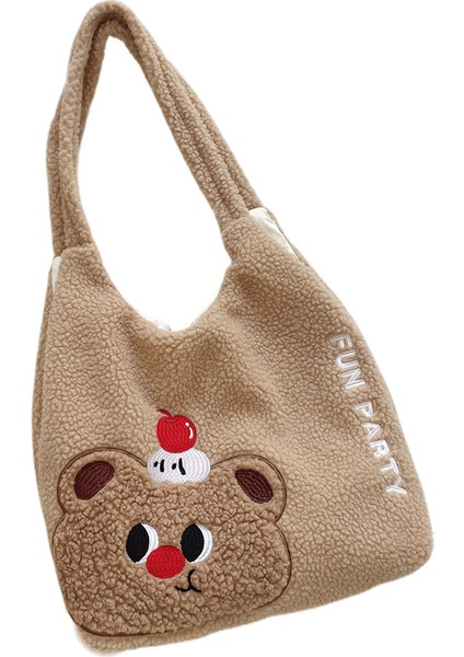 Chitumaoyikarikatür Işlemeli Büyük Kapasiteli Omuz Çantası Kuzu Yünü Sonbahar ve Kış Kadın Çantası (Yurt Dışından)