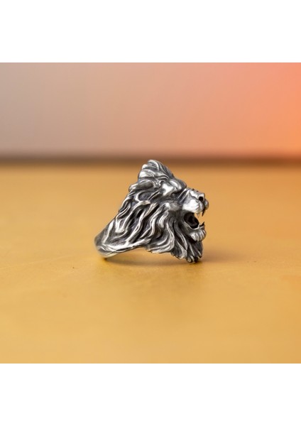 Aslan Figürlü Karartmalı Üç Boyutlu 925 Ayar Gümüş Erkek Yüzük-Babalar Günü Hediye fiyatları