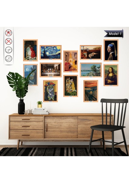 12'li Tablo - Poster Dünyaca Ünlü (Model- 1) Çeşitli Ölçü 13