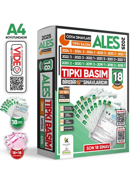2025 ALES ÖSYM Çıkmış Soru 18li Tıpkı Basım ve 18li (10+8) Anamorfik Özgün Deneme Paketi TG Çözümlü
