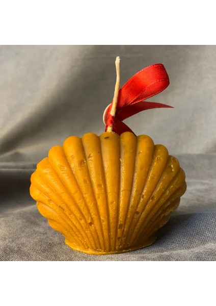 El Yapımı Dekoratif Istiridye Şeklinde Kahverengi Mum - 6 x 9 cm fiyatları