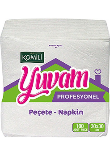 Yuvam Peçete 30 x 30 Tuvalet Kağıdı 17 gr 1/4 100'lü 1 x 24 Adet