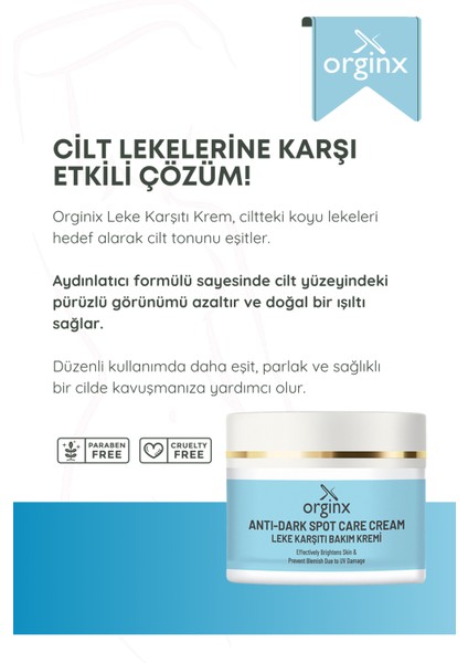 Leke ve Yaşlanma Karşıtı, Gençleştirici, Aydınlatıcı Cilt Bakım Kremi 50ml