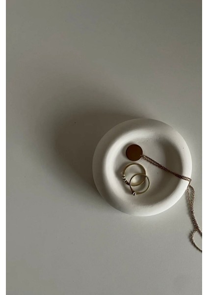 Dekoratif Yuvarlak 2’li Beton Tabak, Yüzüklük | Beyaz fiyatları