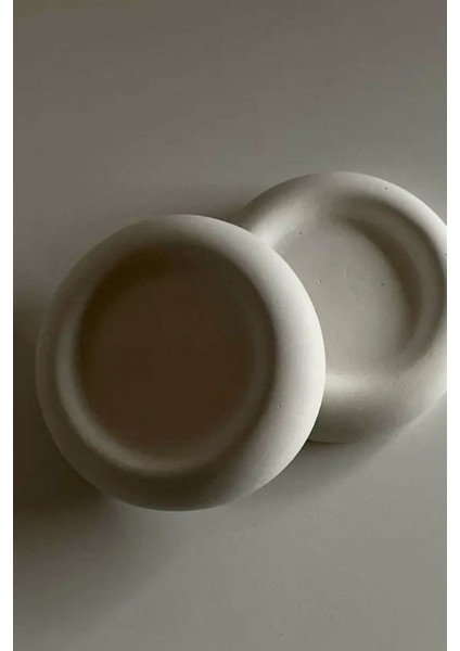 Dekoratif Yuvarlak 2’li Beton Tabak, Yüzüklük | Beyaz modelleri