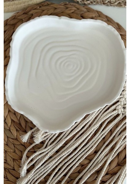 Dekoratif Şekilli Beton Tabak | Beyaz modelleri