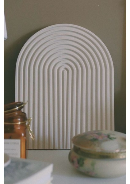 U Şeklinde Dekoratif Sunum Tepsisi | Beyaz Çizgili fiyatları