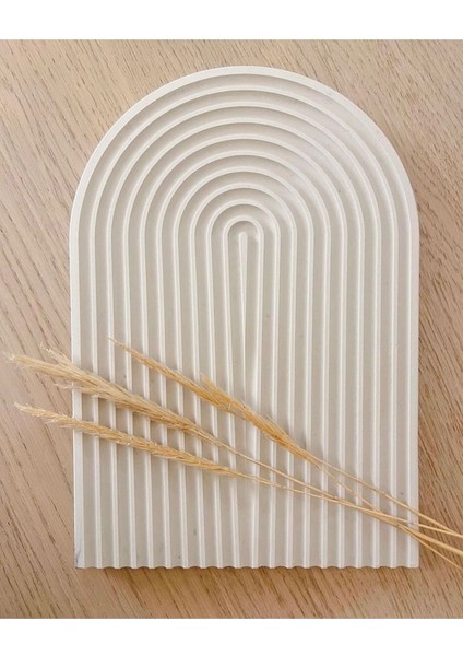 U Şeklinde Dekoratif Sunum Tepsisi | Beyaz Çizgili fırsatları