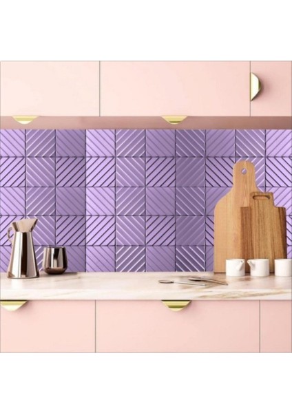 Mutfak Tezgah Arası Kendinden Yapışkanlı Folyo Kaplama Taş Desen Lila Tonu 60 cm x 100 cm