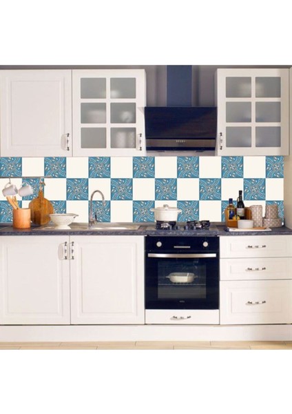 Mutfak Tezgah Arası Kendinden Yapışkanlı Folyo Kaplama Mavi Krem 60 cm x 100 cm fiyatları