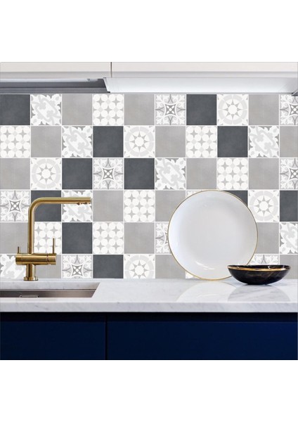 Tezgah Arası Mutfak Kendinden Yapışkanlı Folyo Kaplama Modern Fayans Desen 60 cm x 100 cm
