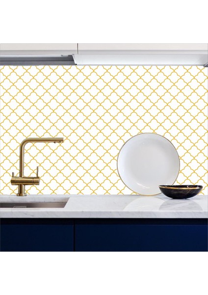 Mutfak Tezgah Arası Kendinden Yapışkanlı Folyo Kaplama Turuncu Beyaz 60 cm x 100 cm fiyatları