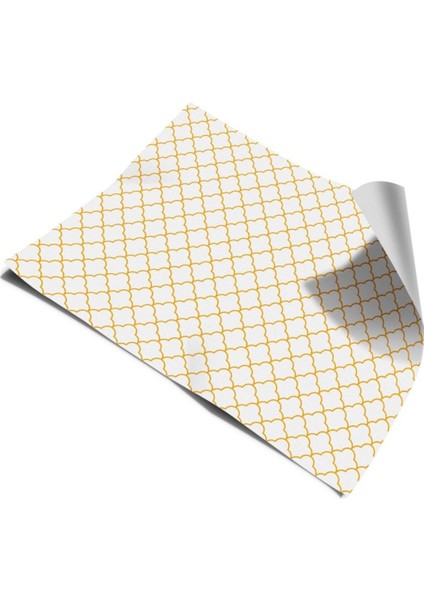 Mutfak Tezgah Arası Kendinden Yapışkanlı Folyo Kaplama Turuncu Beyaz 60 cm x 100 cm indirimleri