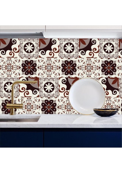 Mutfak Tezgah Arası Folyo Kaplama Bordo-Krem Kendinden Yapışkanlı 60 cm x 100 cm