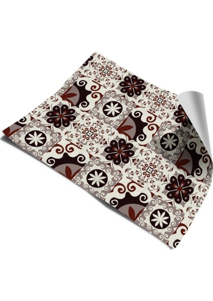 Mutfak Tezgah Arası Folyo Kaplama Bordo-Krem Kendinden Yapışkanlı 60 cm x 100 cm