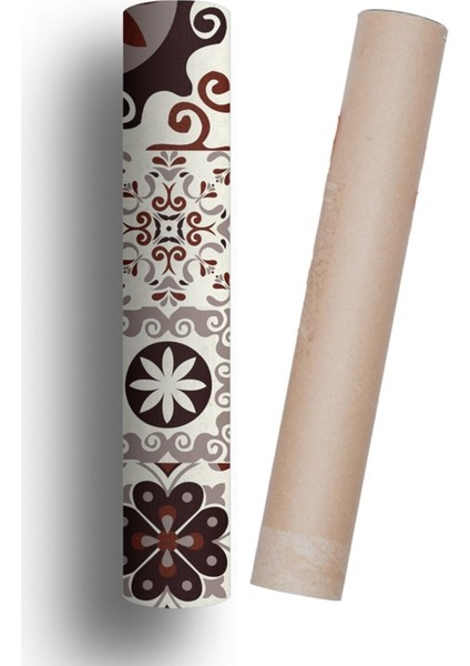 Mutfak Tezgah Arası Folyo Kaplama Bordo-Krem Kendinden Yapışkanlı 60 cm x 100 cm