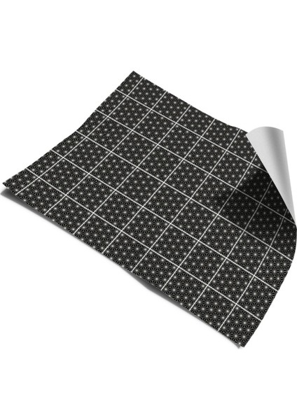 Mutfak Tezgah Arası Kendinden Yapışkanlı Folyo Kaplama Siyah Yıldız Desen 60 cm x 100 cm