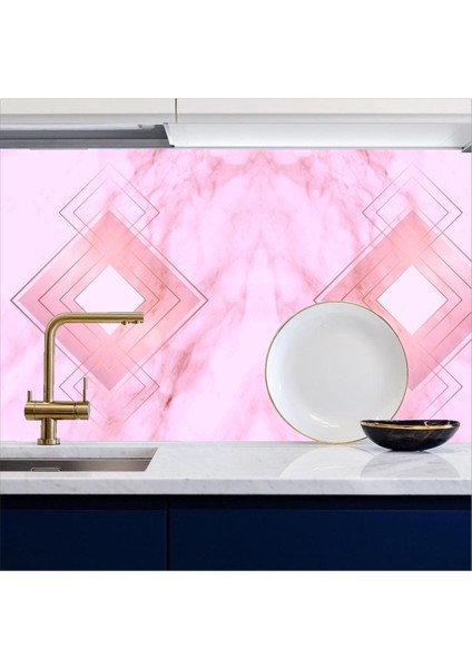 Mutfak Tezgah Arası Folyo Kaplama Kendinden Yapışkanlı Pembe - Lila 60 cm x 100 cm