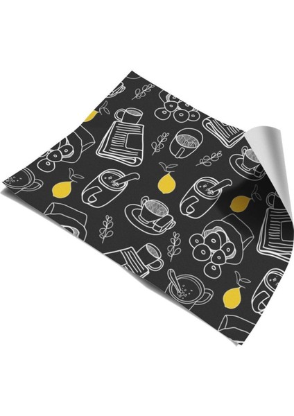 Mutfak Tezgah Arası Kendinden Yapışkanlı Folyo Kaplama Çay-Limon Desen 60 cm x 100 cm
