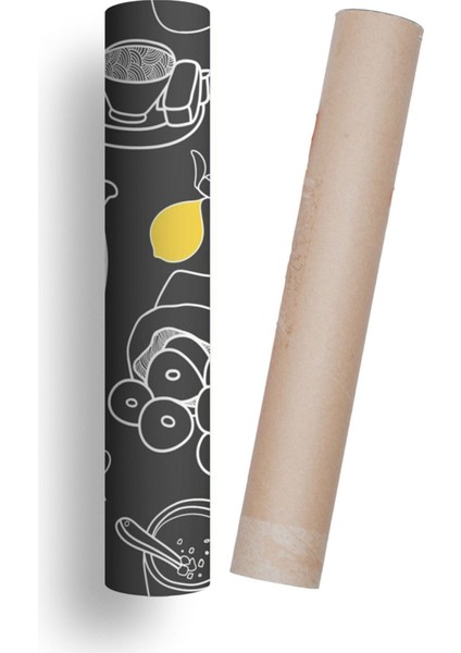 Mutfak Tezgah Arası Kendinden Yapışkanlı Folyo Kaplama Çay-Limon Desen 60 cm x 100 cm