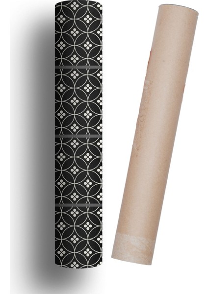 Mutfak Tezgah Arası Kendinden Yapışkanlı Folyo Kaplama Siyah Fayans Desen 60 cm x 100 cm
