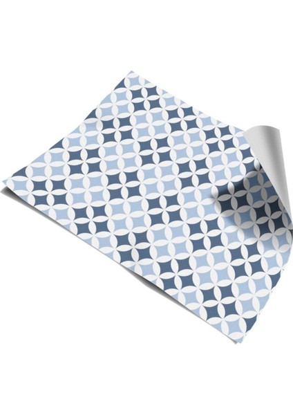 Mavi Beyaz Mutfak Tezgah Arası Kendinden Yapışkanlı Folyo Kaplama Fayans Taş Desen 60 cm x 100 cm