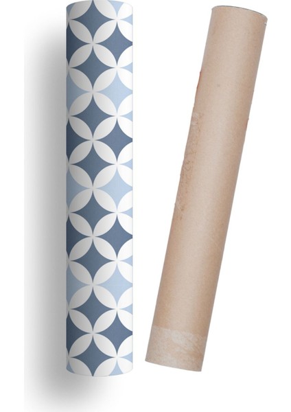 Mavi Beyaz Mutfak Tezgah Arası Kendinden Yapışkanlı Folyo Kaplama Fayans Taş Desen 60 cm x 100 cm