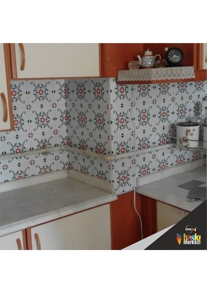 Mutfak Tezgah Arası Kendinden Yapışkanlı Folyo Kaplama Antik Fayans Desen 60 cm x 100 cm