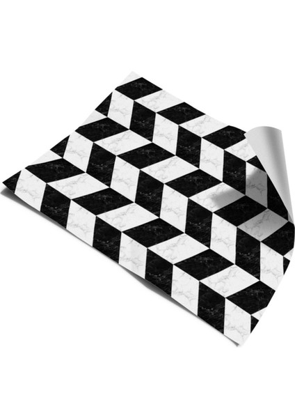 Mutfak Tezgah Arası Kendinden Yapışkanlı Folyo Kaplama Siyah Beyaz Mermer Desen 60 cm x 100 cm modelleri