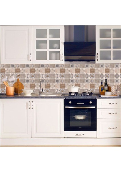 Mutfak Tezgah Arası Kendinden Yapışkanlı Folyo Kaplama Eskitme Taş Kahve 60 cm x 100 cm