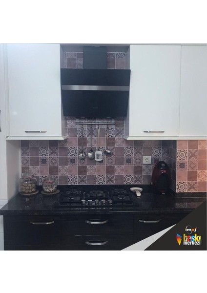 Mutfak Tezgah Arası Kendinden Yapışkanlı Folyo Kaplama Eskitme Taş Kahve 60 cm x 100 cm