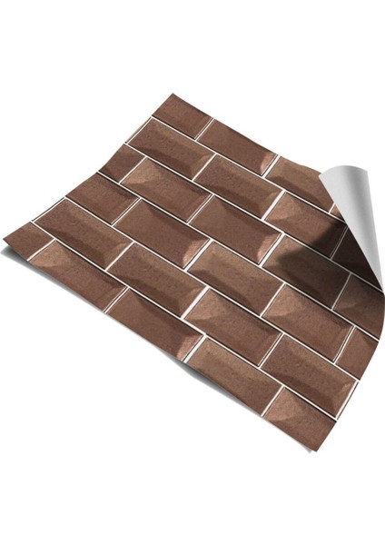 Mutfak Tezgah Arası Kendinden Yapışkanlı Folyo Kaplama Fayans Taş Desen Bakır-Bronz 60 cm x 100 cm