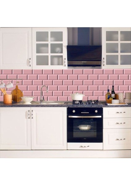 Mutfak Tezgah Arası Folyo Taş Desen Pembe Kendinden Yapışkanlı 60 cm x 100 cm fiyatları