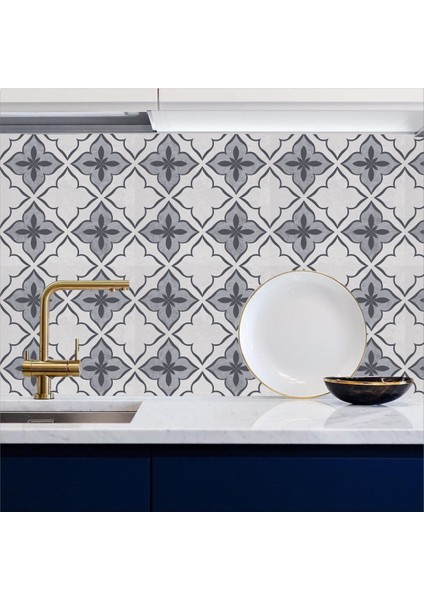 Mutfak Tezgah Arası Kendinden Yapışkanlı Folyo Kaplama Gri Vintage 60 cm x 100 cm