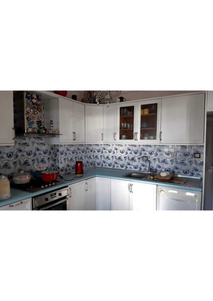 Mutfak Tezgah Arası Folyo Kendinden Yapışkanlı Kaplama Çiçek Desen 60 cm x 100 cm
