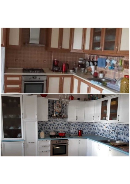 Mutfak Tezgah Arası Folyo Kendinden Yapışkanlı Kaplama Çiçek Desen 60 cm x 100 cm