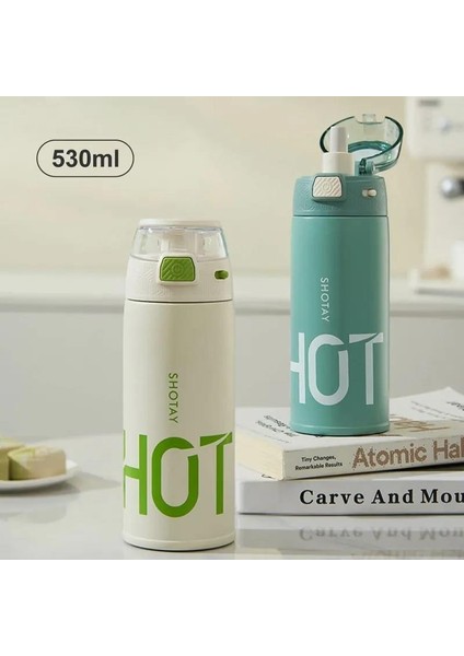 Çelik Termos Matara 530ML Ekru