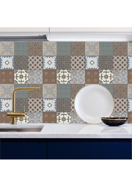 Mutfak Tezgah Arası Kendinden Yapışkanlı Folyo Kaplama Kahverengi 60 cm x 100 cm