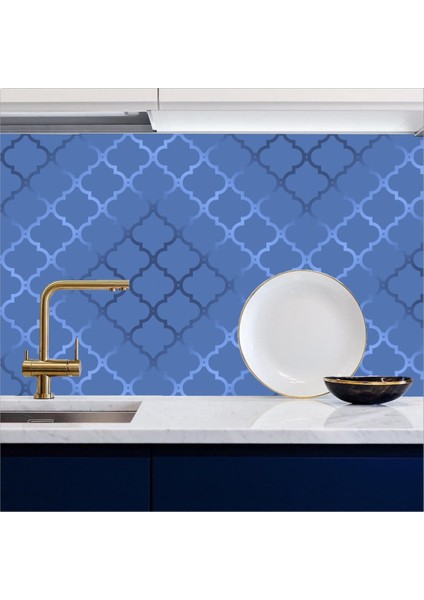 Mutfak Tezgah Arası Kendinden Yapışkanlı Folyo Kaplama Mor-Mavi-Gri 60 cm x 100 cm fiyatları