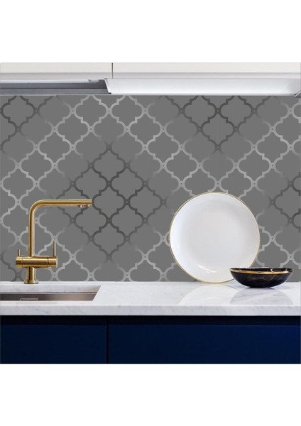 Mutfak Tezgah Arası Kendinden Yapışkanlı Folyo Kaplama Mor-Mavi-Gri 60 cm x 100 cm modelleri