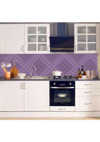 Mutfak Tezgah Arası Kendinden Yapışkanlı Folyo Kaplama Mor-Mavi-Gri 60 cm x 100 cm fırsatları