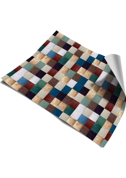 Mutfak Tezgah Arası Kendinden Yapışkanlı Folyo Kaplama Taş Desen Renkli 60 cm x 100 cm