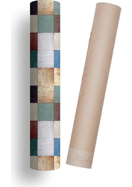 Mutfak Tezgah Arası Kendinden Yapışkanlı Folyo Kaplama Taş Desen Renkli 60 cm x 100 cm