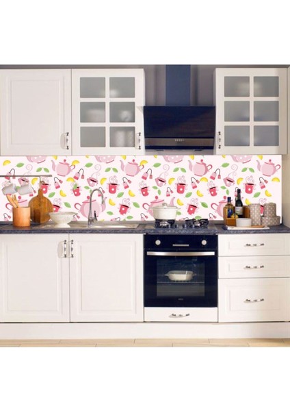 Mutfak Tezgah Arası Kendinden Yapışkanlı Folyo Çay Saati Pembe 60 cm x 100 cm fiyatları